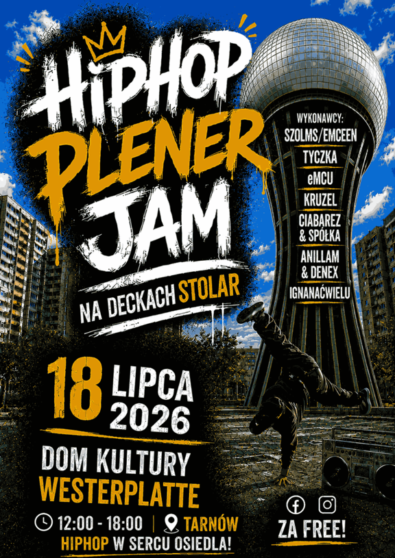 Plakat: Wydarzenie muzyczne: Hip Hop Plener Jam